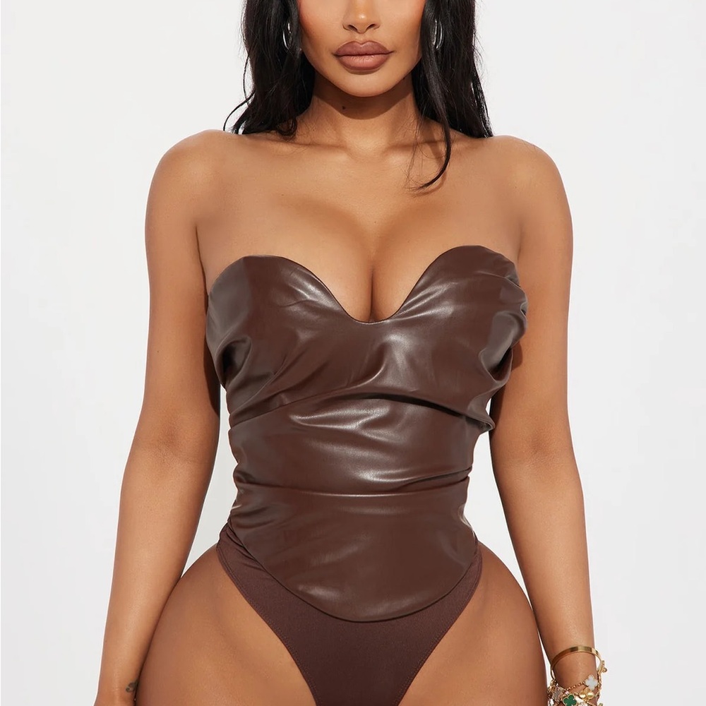 Fashion Nova Brown Strapless Bodysuit